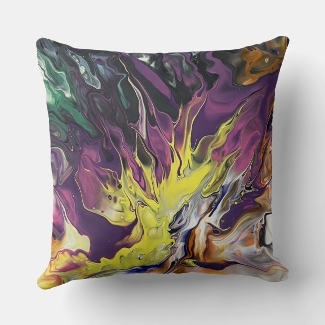 One of. a Kind Artistic Abstract Throw Pillow (Back)