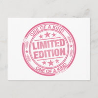 One of a kind -pink rubber stamp effect-