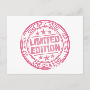 One of a kind -pink rubber stamp effect- postcard