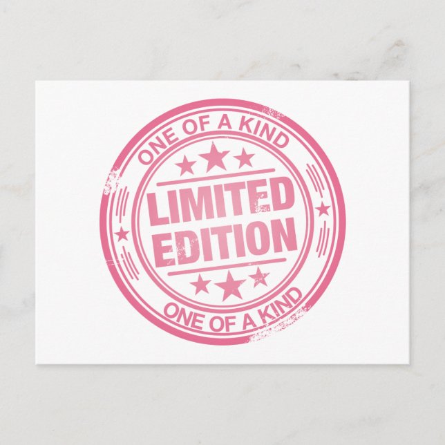 One of a kind -pink rubber stamp effect- postcard (Front)