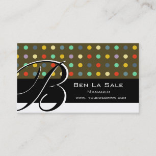 One Of A Kind Retro Unique Pattern   Monogram Business Card