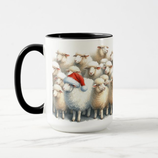 One of a Kind Sheep Christmas Coffee Mug Cup (Left)