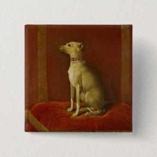 One of Frederick II's Italian greyhounds 15 Cm Square Badge