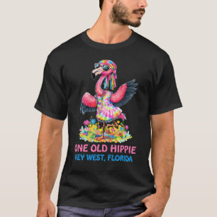 One Old Hippie Groovy Tie Dye Flamingo Key West  T-Shirt