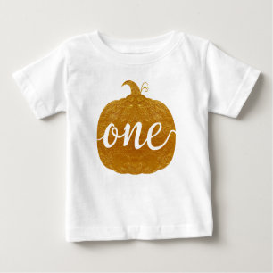"One" One Year Old Baby new baby Golden pumpkin Baby T-Shirt