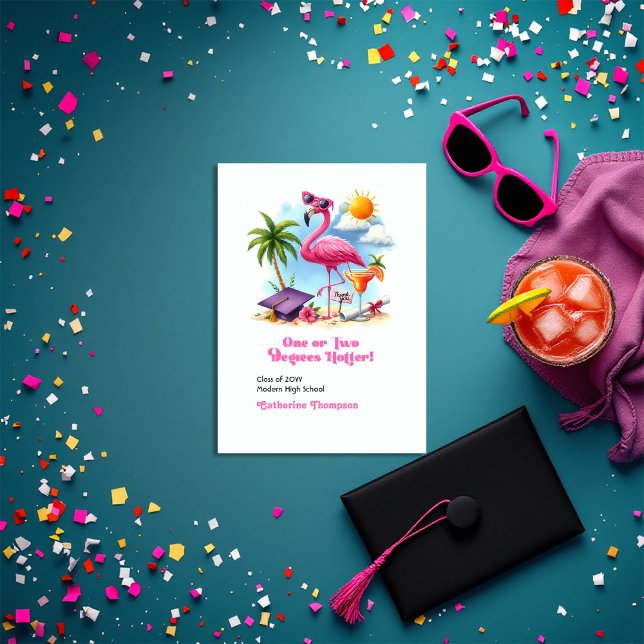 One or Two Degrees Hotter Flamingo Graduation Thank You Card (One or Two Degrees Hotter Flamingo Graduation Thank You Card)