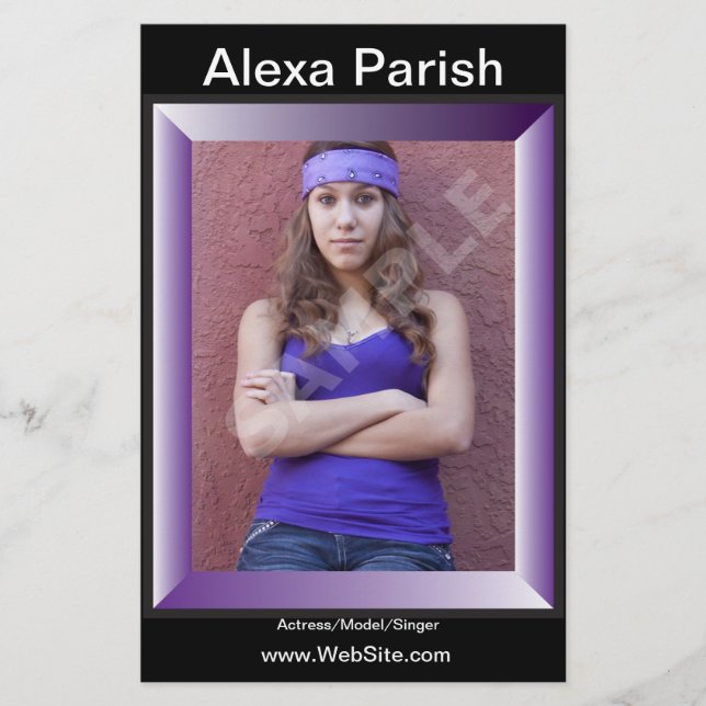 One or Two Sided Model Head-shot Comp/Zed Card (Front)