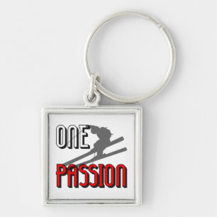 one passion skiing key ring