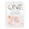 ONE Peach Florals First Birthday Photo Invitation