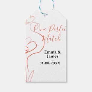 One Perfect match terracotta wedding couple name f Gift Tags