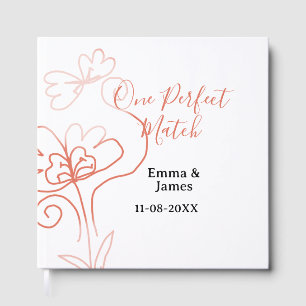 One Perfect match terracotta wedding couple name f Guest Book