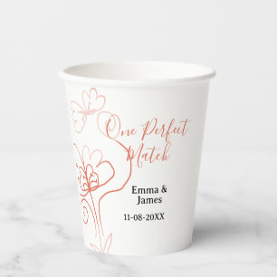 One Perfect match terracotta wedding couple name f Paper Cups