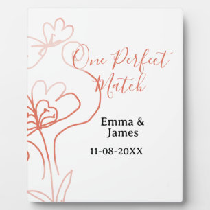 One Perfect match terracotta wedding couple name f Plaque