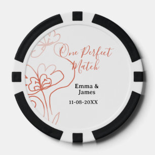 One Perfect match terracotta wedding couple name f Poker Chips