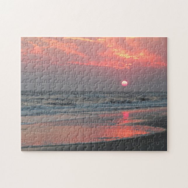 One Perfect Sunset - Oak Island, North Carolina Jigsaw Puzzle (Horizontal)