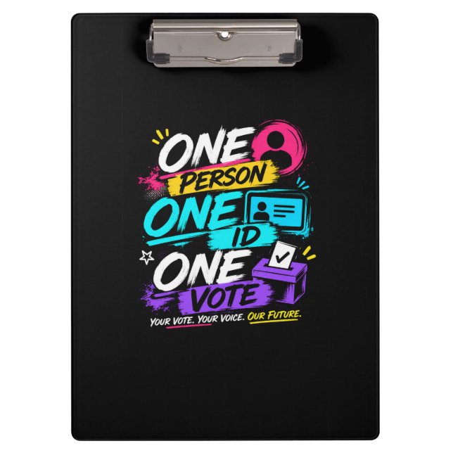 One Person, One ID, One Vote Clipboard (Front)