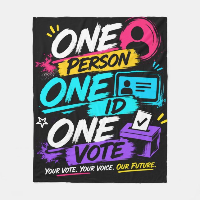 One Person, One ID, One Vote Fleece Blanket (Front)