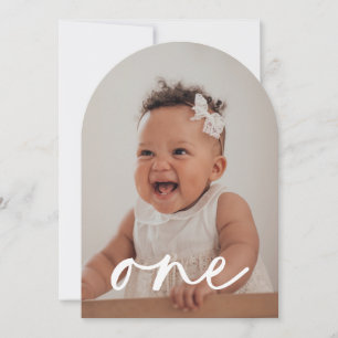 One Photo Arched First Birthday Invitation