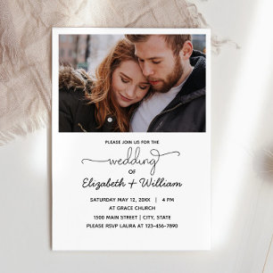 One Photo Inspirational Calligraphic Wedding  Invitation