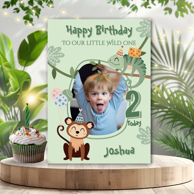 One Photo Jungle Theme Age Birthday Card (Creator Uploaded)
