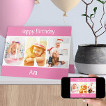 ONE Photo Letters Pink Girls 1st Birthday Card<br><div class="desc">1st birthday card personalised for a little girl with 3 of your favourite photos in the shape of the word ONE. The photo template is set up for you to add your pictures which are displayed in portrait format, using 1 photo for each letter. You can also customise the front...</div>