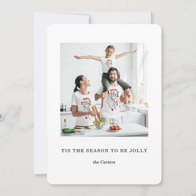 One Photo Minimalist Xmas Season Family Greeting Holiday Card (Front)