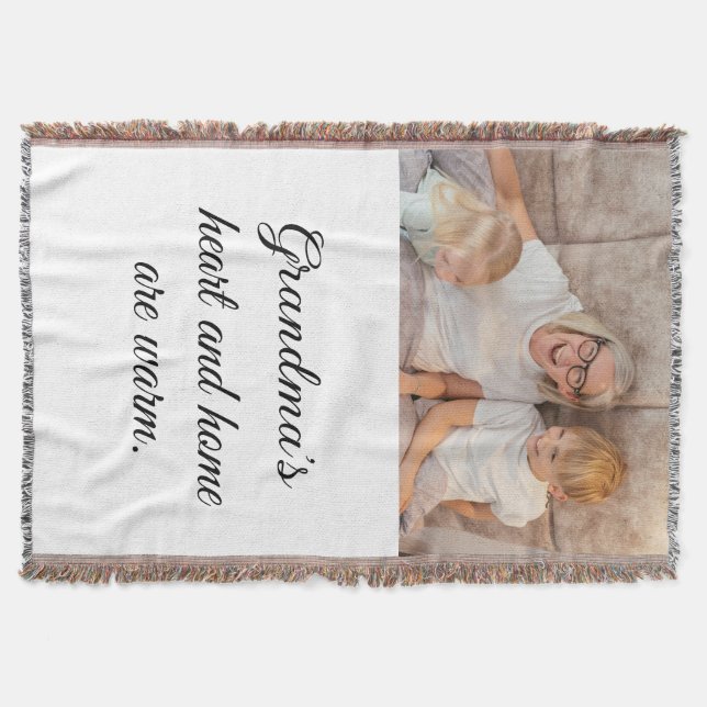 One Photo Modern Elegant Minimalist Black Script  Throw Blanket (Front)