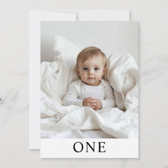 One Photo | My first year | Personalised  Invitation (Front)
