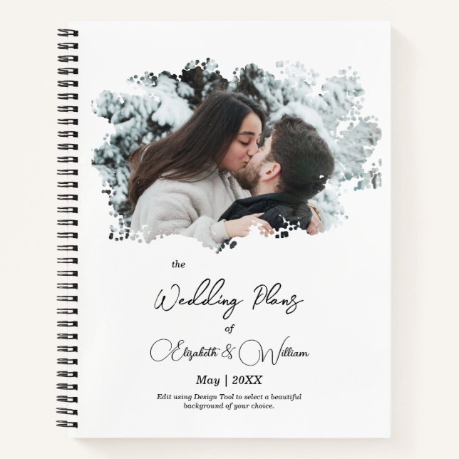 One Photo Overlay Frame Love Couple Wedding Plans Notebook (Front)