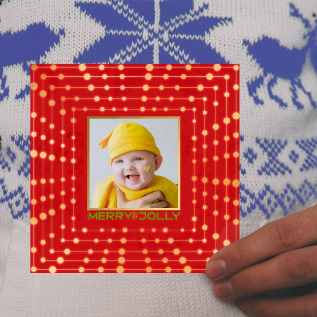 One photo simple modern square holiday card (Creator Uploaded)