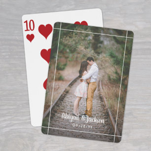 One Photo Simple Picture Modern Wedding Favours Playing Cards