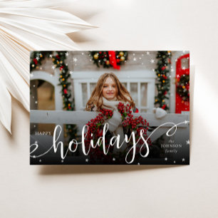 One Photo Stars Modern Classic Happy Holiday Card