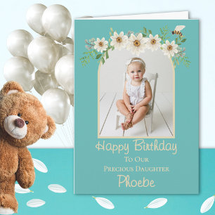 One Photo Watercolour Daisy Daughter Birthday Card