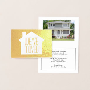 One Photo We've Moved Elegant Modern Moving Real Foil Card