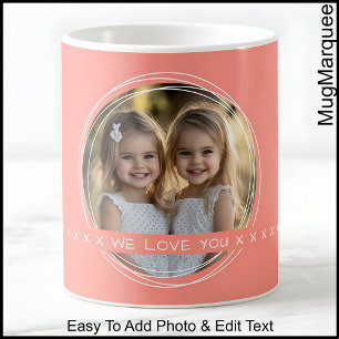 One Photo With Custom Text / Message Coral C105 Coffee Mug