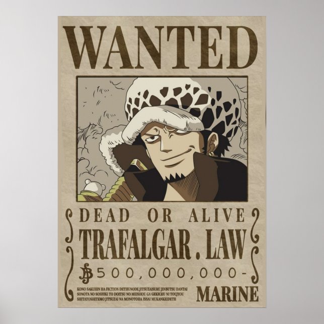 One piece  Trafalgar Law wanted Poster (Front)