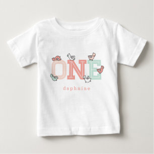 ONE Pink Whimsical Cute Girl Baby Ducks Ducklings T-Shirt
