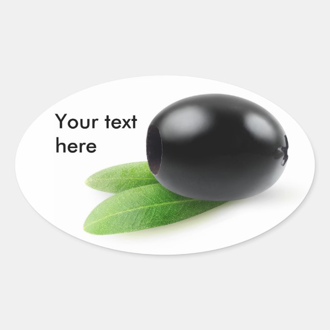 One pitted black olive oval sticker (Front)