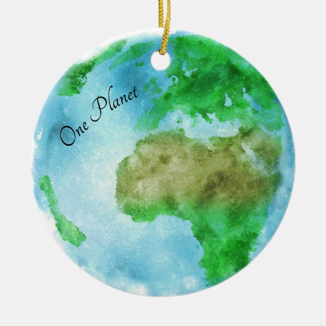 One Planet Bumble Bee Ceramic Custom Ornament (Front)