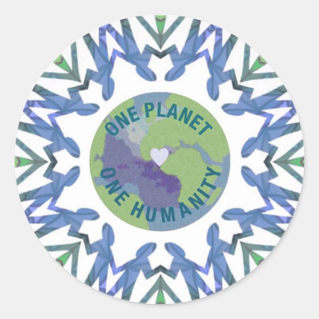 One Planet One Humanity Classic Round Sticker (Front)
