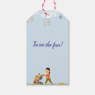 One Plus One is Twice the Fun Twin Baby Shower Gift Tags