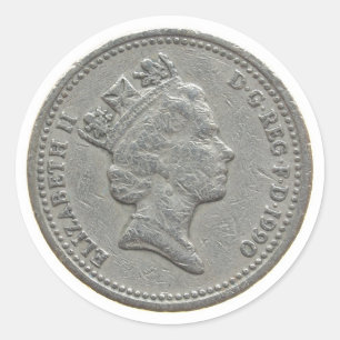 One Pound coin Classic Round Sticker