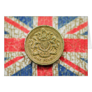 One Pound on the British Flag Canvas