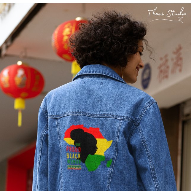One Proud Black Woman Black History Month Flag Denim Jacket (Creator Uploaded)