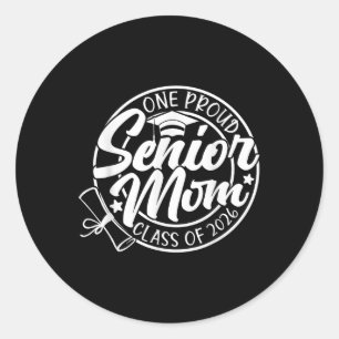 One Proud Senior Mum Cl Of 2026 Graduation Leopard Classic Round Sticker