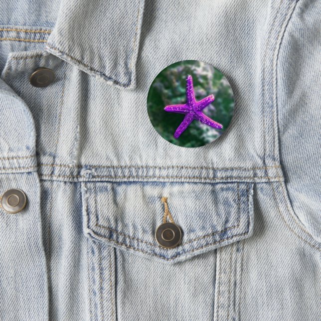 One Purple Starfish 6 Cm Round Badge (In Situ)