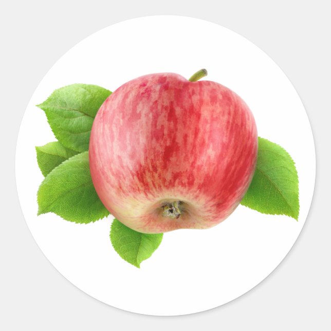 One red apple classic round sticker (Front)