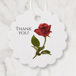 One Red Rose w/Stem Floral Photography Nature Favour Tags