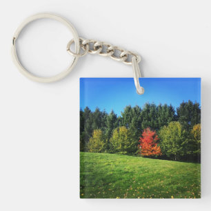 One Red Tree Key Ring