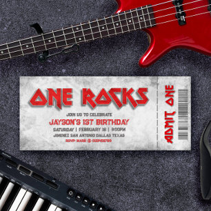 One Rocks - 1st Birthday Ticket Invitation